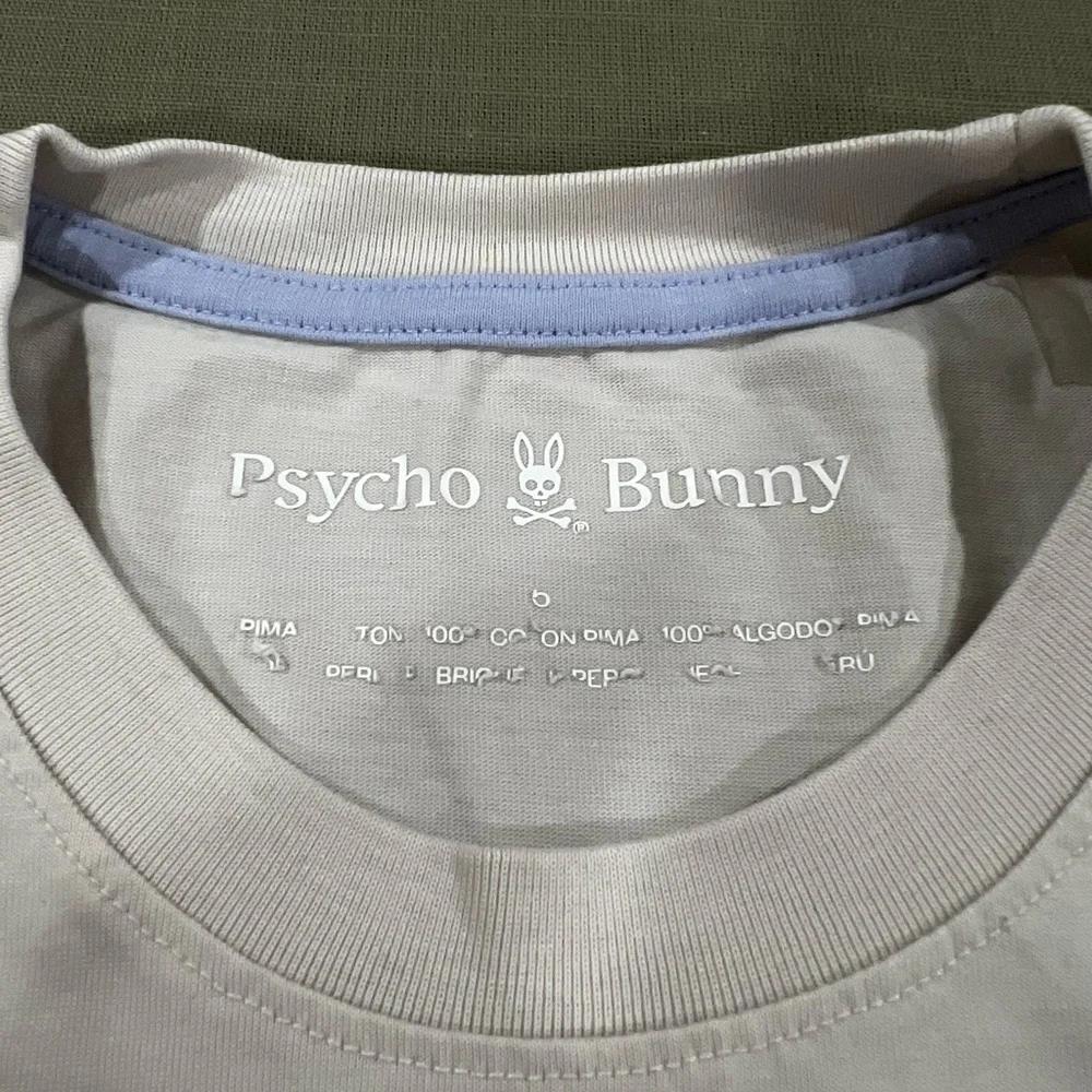 Psycho Bunny White Tee with Pink Bunny Skull Outline - Picture 2 of 4